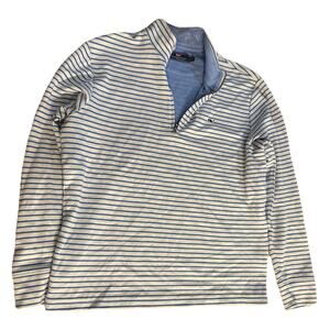 Vineyard Vines Men’s Medium Stripe Quarter Zip Saltwater